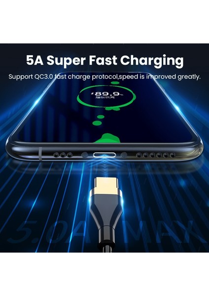 5A Hızlı Şarj USB Tip C Yay Kablosu Huawei Mikro USB C 8-Pin Şarj Aleti Kablosu iPhone 13 12 11 Xiaomi Qc3.0 Tip-C Kablosu (Yurt Dışından)