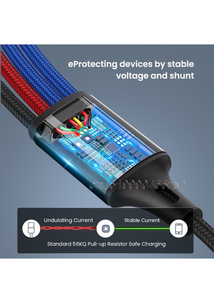 4'ü 1 Arada USB Kablosu 3'ü 1 Arada USB A'dan Mikro Usb'ye/tip C/8 Pinli Kablo iPhone Şarj Cihazı 3A Hızlı Şarj Kablosu iPhone 14 13 Xiaomi Için (Yurt Dışından)