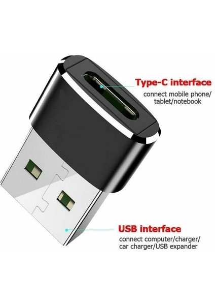 Usb-C Erkek Tip C - USB Adaptörü 2.0 A Dişi Veri Dönüştürücü Konnektör Adaptörü (Yurt Dışından)