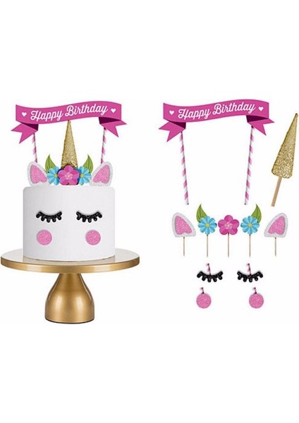 Takım Sevimli Unicorn Kek Topper Mutlu Doğum Günü Mum Parti Toppers Dekor (Yurt Dışından) fırsatları