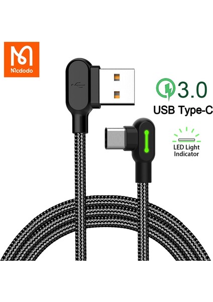 Mcdodo USB C Tipi Kablo 2A Hızlı Şarj Data Sync Kablosu Xiaomi Huawei Samsung Android Telefon Usb-C Pd LED Hızlı Şarj Kablosu (Yurt Dışından)