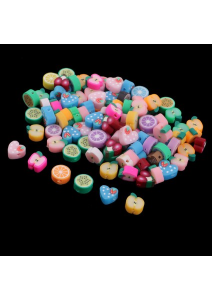 100X Karışık El Yapımı Polimer Kil Meyve Düz Spacer Boncuk Takı Charms 10MM (Yurt Dışından) modelleri