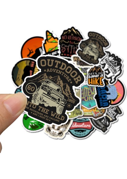 50 Adet Açık Macera Baskı Su Geçirmez Yapışkanlı Etiket Çıkartma Dıy Doodle Dekor (Yurt Dışından)