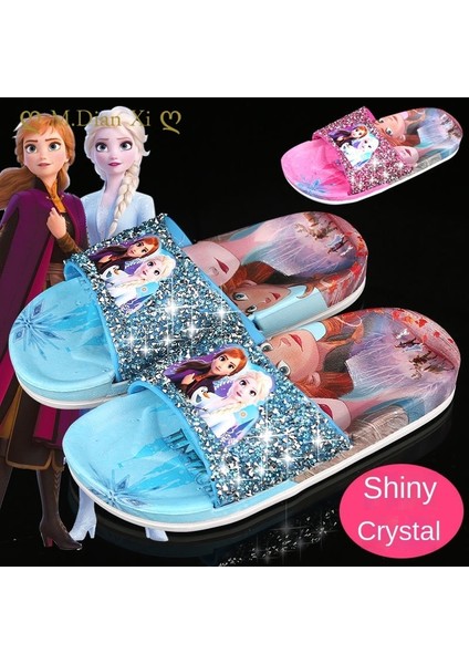 Yaz Dondurulmuş Anna Elsa Kızların Ayakkabıları Güzel Karikatür Prenses Düz Ayakkabı Çocuk Plaj Ev Ayakkabıları Payet Terlik Çocuk Sandaletleri (Yurt Dışından)