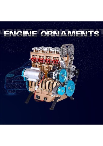 Yetişkin Reçine Süsler Için Mini Sıralı Dört Silindirli Motor Model Kit Oyuncaklar (Yurt Dışından)