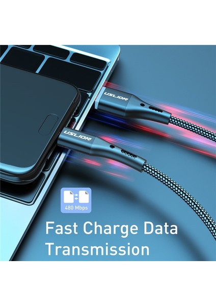 Uslıon Tip C USB Kablosu Samsung S21 S20 Xiaomi Poco Cep Telefonu Tip-C Hızlı Şarj Kablosu Kablosu Mikro USB Şarj Aleti Kabloları 3 M (Yurt Dışından)