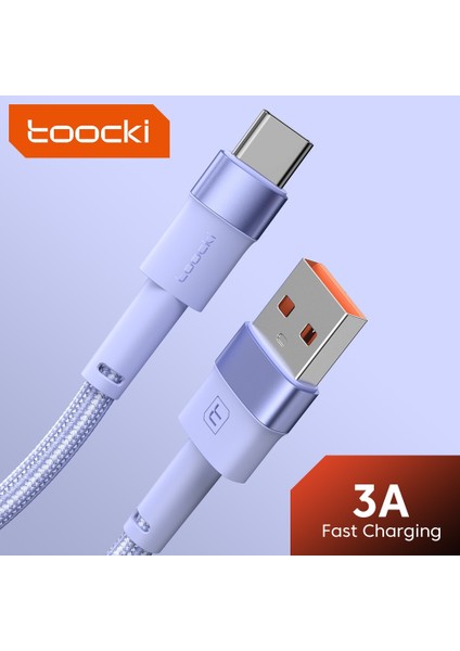 Toocki 3A USB C Tipi Hızlı Şarj Kablosu Samsung S10 S20 Xiaomi Mi 12 Huawei USB C Kablo Veri Telefon Kablosu C Tipi Şarj Kablosu (Yurt Dışından)