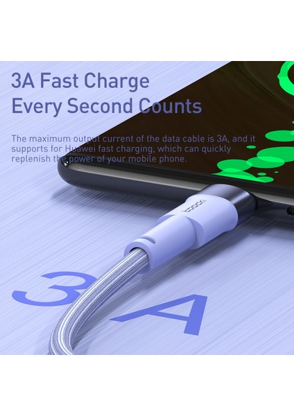 Toocki 3A USB C Tipi Hızlı Şarj Kablosu Samsung S10 S20 Xiaomi Mi 12 Huawei USB C Kablo Veri Telefon Kablosu C Tipi Şarj Kablosu (Yurt Dışından)