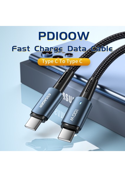 Essager PD100W 60W Tip Cc'den C'ye Kablo Hızlı Şarj Cep Cep Telefonu Şarj Kablosu Tel Xiaomi Samsung Huawei Macbook iPad (Yurt Dışından)
