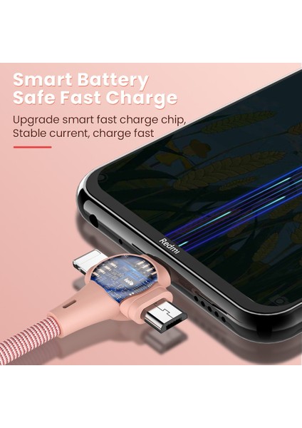 In 1 Hızlı Şarj 6A 66W USB Kablosu iPhone 13 12 11 Pro Max USB A'dan 8pin'e/tip C/mikro Şarj Kablosu Kablosu Huawei Xiaomi Için (Yurt Dışından)