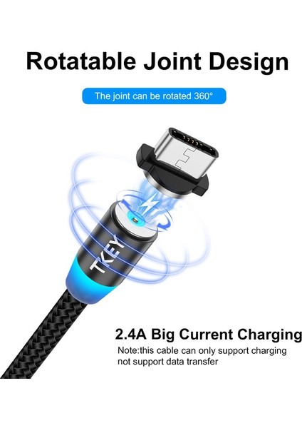 Tkey Manyetik USB Kablosu iPhone 12 11 Xiaomi Samsung Huawei C Tipi Kablo Cep Telefonu Kablosu USB Kablosu Hızlı Şarj Kablosu (Yurt Dışından) fiyatları