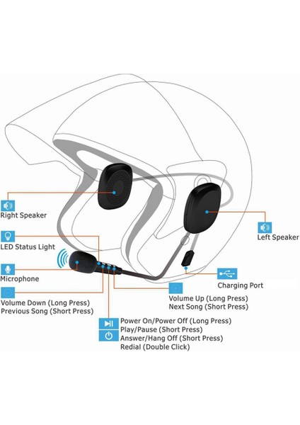 Su Geçirmez Moto Kablosuz Anti-Parazit Kask Kulaklık Motosiklet Için T2 Motosiklet Kask Kulaklık (Yurt Dışından) fırsatları