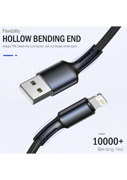 Hızlı Şarj USB Kablosu iPhone 13 12 11 Pro Max x Xr Xs 10 8 7 6 5 S Artı Se Uzun 2 M 3 M Apple Telefon Veri Şarj Kablosu 3 M Tel (Yurt Dışından)