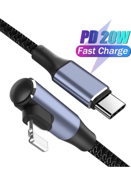 Dirsek USB Kablosu IPHONE14 12 Mini 11 Pro Max Se 20W Pd Hızlı Şarj Kablosu USB C 8 Pin Veri Kablosu iPhone Şarj Aleti Kablosu (Yurt Dışından)