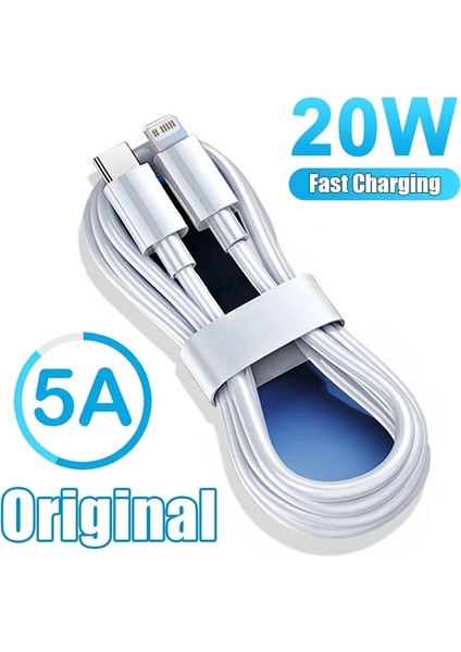 Apple Için Orijinal Kablo USB C Tip-C 20W Pd Hızlı Şarj Veri Hattı iPhone 13 12 11 Pro Max Xr Se 2022 Kablo Aksesuarları (Yurt Dışından)