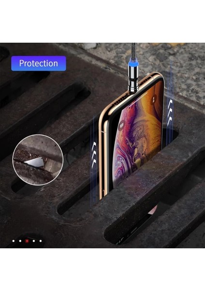 3'ü 1 Arada Manyetik Dönen Hızlı Şarj Kablosu Tarih Kablosu 3A 360 Döndür Manyetik Kablo Mikro USB C Tipi Kablo iPhone Samsung Için (Yurt Dışından)