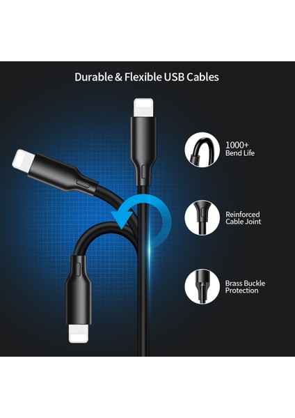 Raxfly USB Kablosu iPhone x Xs Max Xr Şarj Kablosu Hızlı Veri Senkronizasyonu USB Şarj Aleti iPhone 7 8 6 6s Artı 5s 5 USB Şarj Kablosu (Yurt Dışından)
