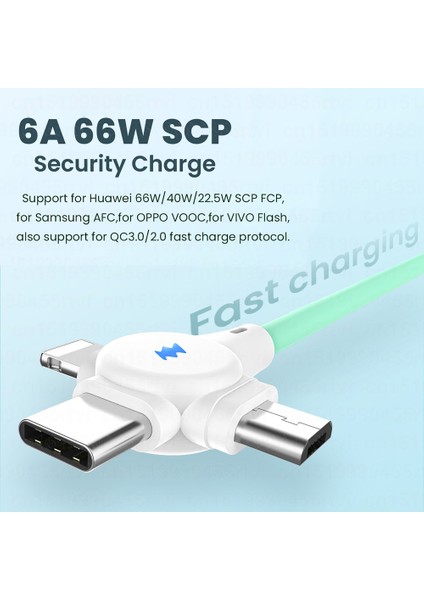 In 1 Süper Şarj Veri USB Kablosu Huawei iPhone 14 13 12 2 In 1 6A Hızlı Şarj 8 Pin Mikro USB Tip-C Kablo Samsung S20 Için (Yurt Dışından)