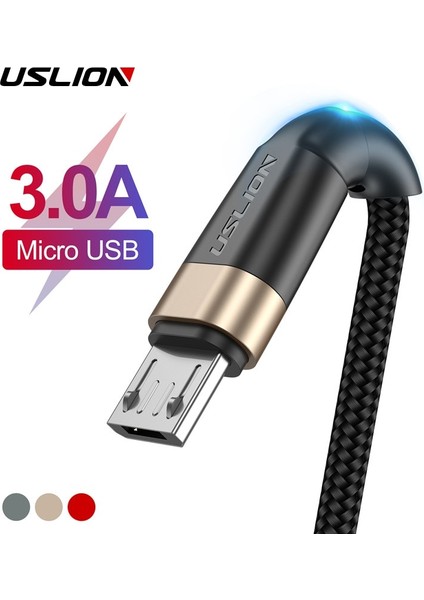 Uslıon 3 M Mikro USB Kablosu 3A Hızlı Şarj USB Veri Kablo Kordonu Samsung Redmi Için Not 4 5 Android Mikro Cep Telefonu USB Kablosu (Yurt Dışından)