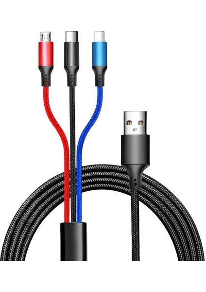 In 1 USB Kablosu Mikro USB C Tipi Şarj Kablosu Xiaomi Huawei Cep Telefonu Kablosu Şarj Cihazı Şarj Kabloları (Yurt Dışından)
