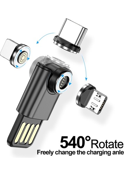 Mini Döndür Manyetik Kablo Mikro USB Tip C 3A Hızlı Şarj Telefon Kablosu iPhone Samsung Xiaomi Huawei USB Şarj Aleti Kablosu Tel (Yurt Dışından) fırsatları