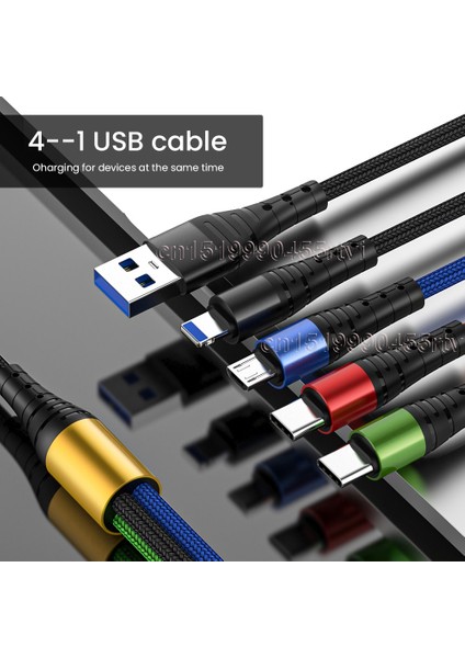 In 1 USB Tip C Şarj Kablosu iPhone 13 12 11 Pro 3in1 2in1 USB Şarj Kablosu Mikro USB Kablosu Huawei Samsung Için 1.2 M (Yurt Dışından)