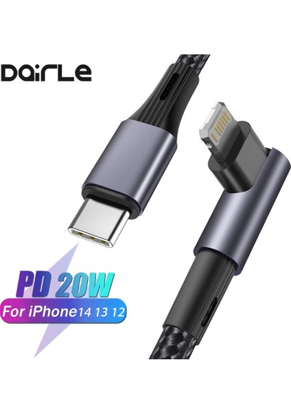 90 Derece Yıldırım Kedi Iphone 14 13 12 Hızlı Şarj Kablosu 20 W Pd USB Tip C Kablo Ipad Iphone 11 Pro Max Xs Dirsek Cabo (Yurt Dışından)