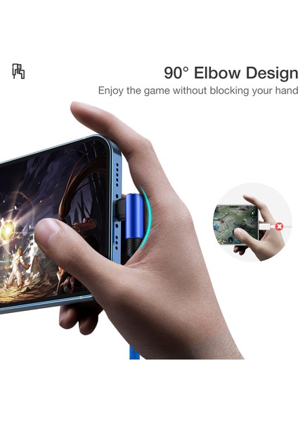 90 Derece USB Kablosu iPhone 13 12 11 Pro Max x Xr 6 7 8 Artı Se2 iPad Cep Telefonu Uzun 3m Hızlı Şarj Kablosu Veri Şarj Cihazı Teli (Yurt Dışından)