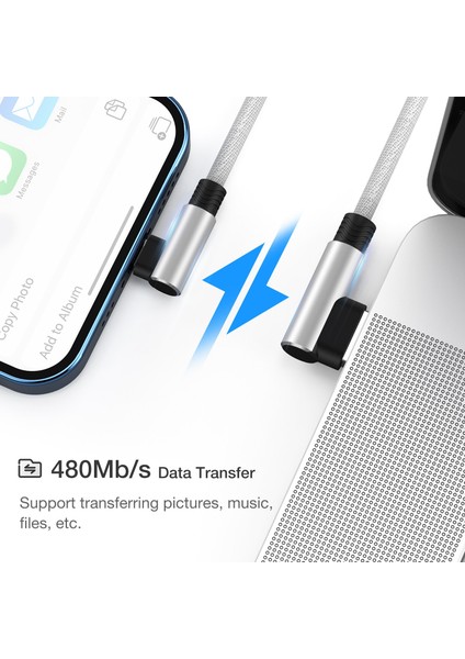 90 Derece USB Kablosu iPhone 13 12 11 Pro Max x Xr 6 7 8 Artı Se2 iPad Cep Telefonu Uzun 3m Hızlı Şarj Kablosu Veri Şarj Cihazı Teli (Yurt Dışından)
