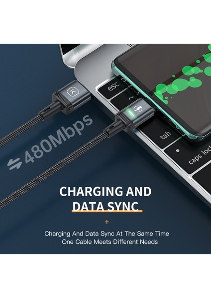 Kuulaa LED Manyetik USB Kablosu 3A Hızlı Şarj Tipi C Kablo Mıknatıs Şarj Cihazı Mikro USB Kablosu iPhone Xiaomi Poco Samsung Kablosu (Yurt Dışından)