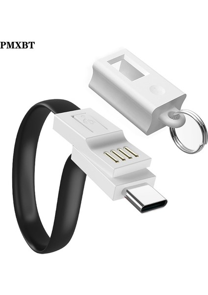 Mini Anahtarlık USB Tip C Kablo Cep Telefonu Aksesuarları Hızlı Şarj Samsung Xiaomi 8 Şarj Cihazı Taşınabilir Anahtarlık Kısa Kablo (Yurt Dışından)