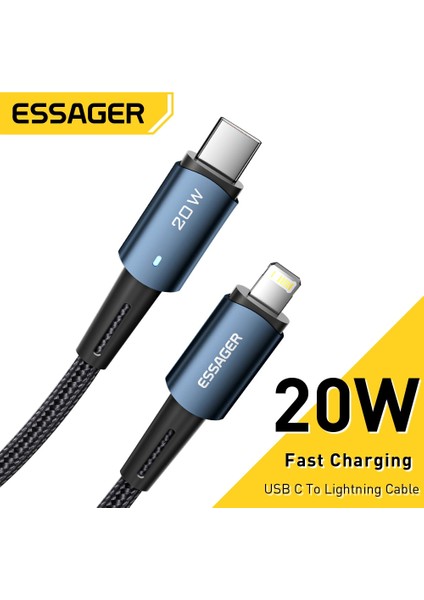 Essager Pd 20W USB C Tipi Kablo iPhone 14 Artı Pro Max Için Hızlı Şarj iPhone Şarj Aleti Kablosu MacBook iPad Için C Tipi Kablo (Yurt Dışından)