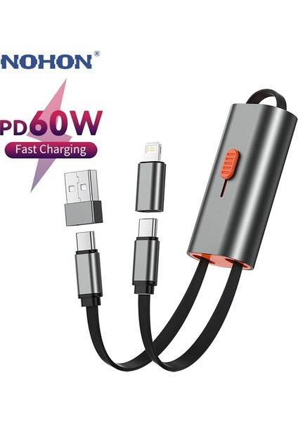 In 1 Pd 60W USB C Tipi Kablo Cep Telefonu Hızlı Şarj Veri Kablosu iPhone 13 11 12 Pro x Xiaomi Huawei USB C Şarj Kablosu (Yurt Dışından)