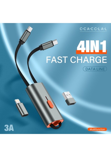 In 1 Pd 60W USB C Tipi Kablo Cep Telefonu Hızlı Şarj Veri Kablosu iPhone 13 11 12 Pro x Xiaomi Huawei USB C Şarj Kablosu (Yurt Dışından)