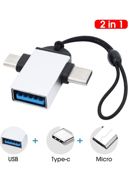 Android Tip-C 2'si 1 Arada Otg Adaptörü Için -Evrensel Kayıp Önleyici Iletim Dönüştürücüleri -Xiaomi Samsung Tablet Ipad Fare Için (Yurt Dışından)