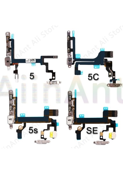 Aiinant Orijinal Dilsiz Ses Güç Düğmeleri Anahtar Anahtarı Flex Kablo iPhone 5 S Se 5 6 6 S 7 8 Se2 Artı Güç Flex Onarım Parçaları (Yurt Dışından)