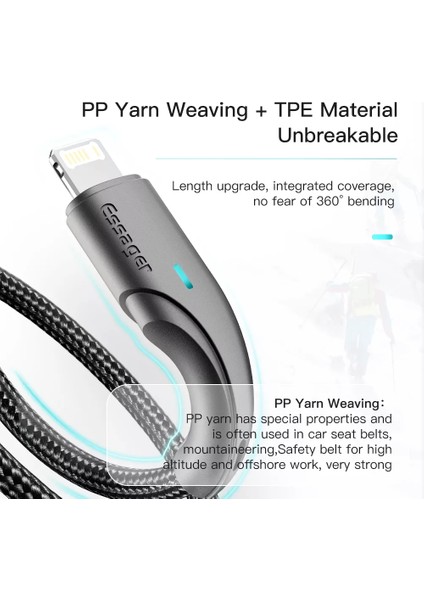 Essager USB Kablosu iPhone 14 13 12 11 Pro Max Xr Xs 8 7 6s 5 Artı Hızlı Şarj Kablosu iPhone Şarj Cihazı Şarj Kablosu Kablosu (Yurt Dışından)