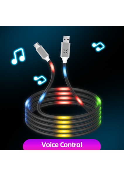 Anmone Aydınlık Ses Kontrolü USB Kablosu Tip C Mikro USB Telefon Şarj Aleti Kablosu Araba Şarjı Kablosu Telefon Aksesuarları (Yurt Dışından)