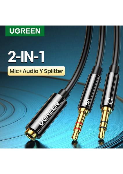 Ugreen 3.5mm Kadın 2 Erkek Splitter Kulaklık Mikrofon Ses Y Splitter Kablosu Kulaklık Pc Adaptörü Için Bilgisayar (Yurt Dışından) fiyatları