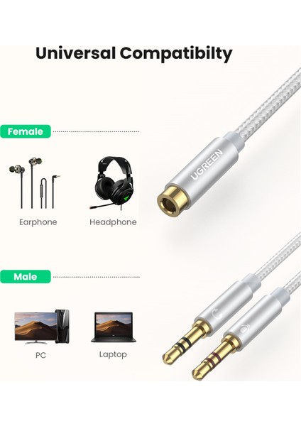 Ugreen 3.5mm Kadın 2 Erkek Splitter Kulaklık Mikrofon Ses Y Splitter Kablosu Kulaklık Pc Adaptörü Için Bilgisayar (Yurt Dışından) fırsatları