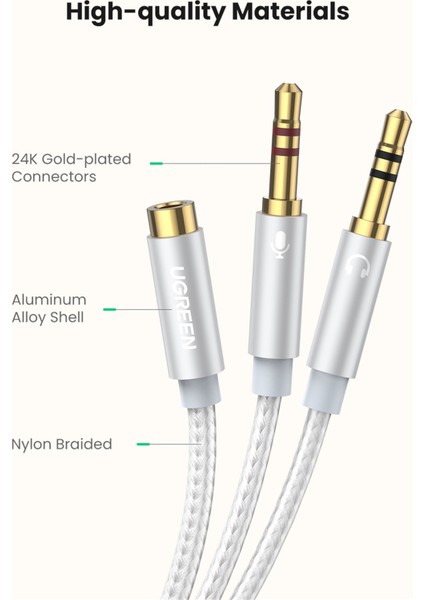 Ugreen 3.5mm Kadın 2 Erkek Splitter Kulaklık Mikrofon Ses Y Splitter Kablosu Kulaklık Pc Adaptörü Için Bilgisayar (Yurt Dışından) indirimleri