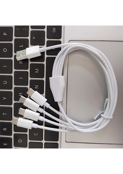4'ü 1 Arada Çoklu Şarj Kablosu Tip-C Çoklu Şarj Kablosu Telefon Cep Telefonları Tabletler Için USB C Konektörü Şarj Kablosu (Yurt Dışından)
