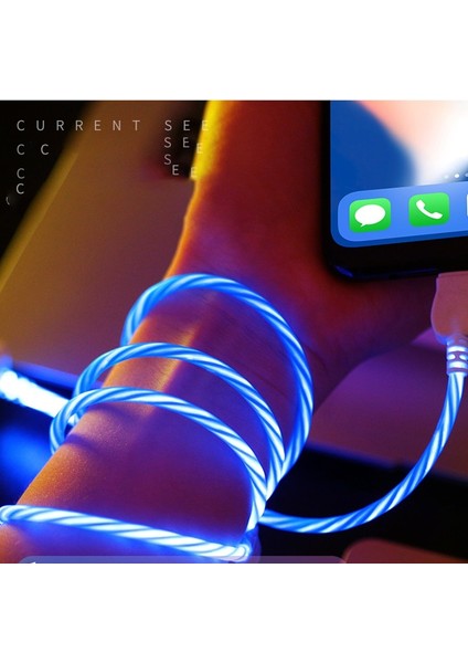 Yenı Glow Akan Renkler USB Şarj C Tipi Kablo Android Için Mikro USB Şarj Kablosu iPhone x Için Samsung Şarj Kablosu Kablosu (Yurt Dışından)