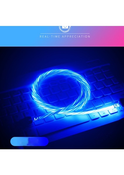 Yenı Glow Akan Renkler USB Şarj C Tipi Kablo Android Için Mikro USB Şarj Kablosu iPhone x Için Samsung Şarj Kablosu Kablosu (Yurt Dışından)
