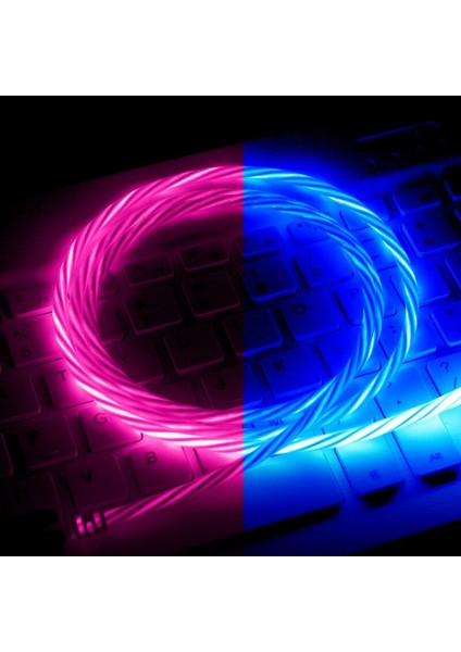 Yenı Glow Akan Renkler USB Şarj C Tipi Kablo Android Için Mikro USB Şarj Kablosu iPhone x Için Samsung Şarj Kablosu Kablosu (Yurt Dışından)