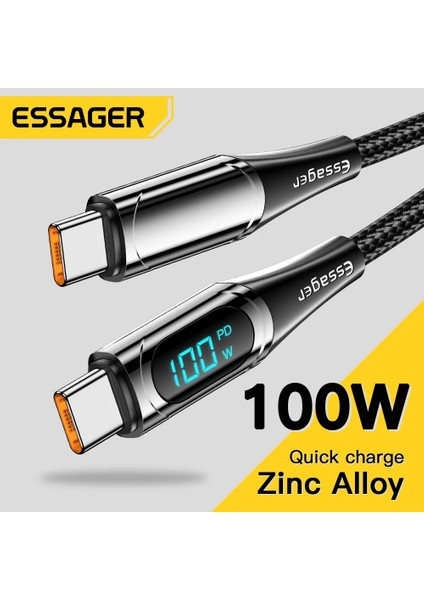 Essager LED Tip C - Tip C Kablo 100 W Pd Qc3.0 Hızlı Şarj Şarj Cihazı USB C - USB C Ekran Kablosu Macbook Xiaomi Samsung Için (Yurt Dışından)