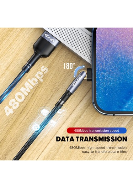 Elough USB Tip C Kablo USB C 3A Hızlı Şarj 3.0 Hızlı Şarj Kablosu Xiaomi Poco Realme Için Huawei Telefon Şarj Veri Kablosu Kablosu (Yurt Dışından)