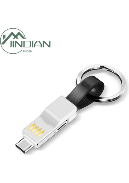 iPhone Android Için 3'ü 1 Arada Manyetik Anahtarlık Mikro USB Type-C Veri Şarj Kablosu (Yurt Dışından)