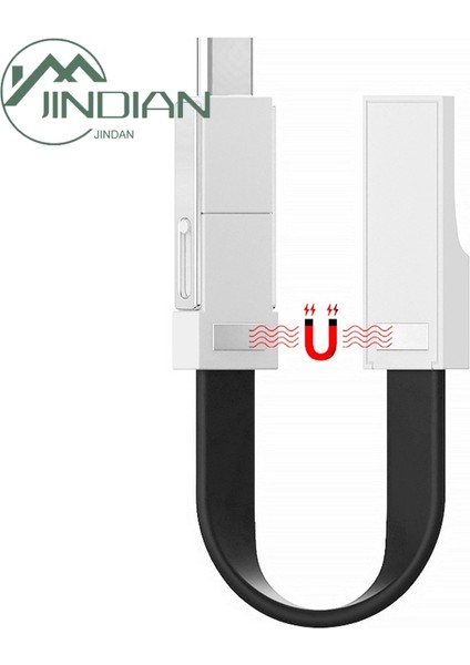 iPhone Android Için 3'ü 1 Arada Manyetik Anahtarlık Mikro USB Type-C Veri Şarj Kablosu (Yurt Dışından)