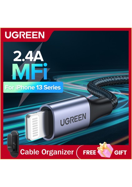 [apple Mfi Sertifikalı]ugreen USB Yıldırım Kablosu Apple Veri Şarj Kablosu iPhone 13 Için, 12 Min 12 Pro Max x Xr 11 8 7 Hızlı Şarj 2.4A USB Veri Kablosu Telefon Şarj Kablosu (Yurt Dışından)